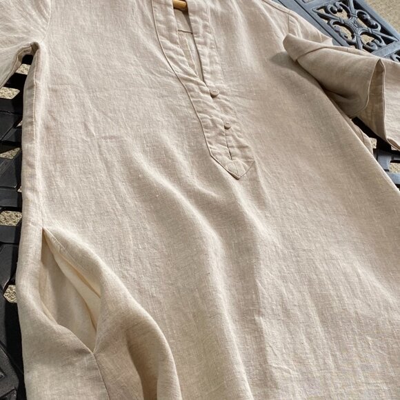 Tuckernuck Natural Linen Tatum Dress Tunic - POCKETS! Bell Sleeves - Picture 12 of 16